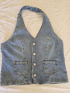 H&M Light Blue Denim Halter Vest